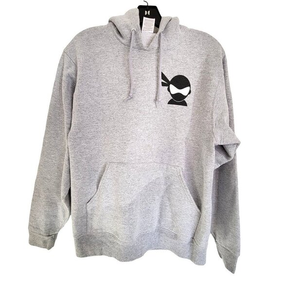 Jerzees Nublend Heather Gray Pullover Ninja Graphic Hoodie Sweatshirt Size Small - Picture 1 of 9